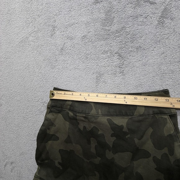 White House Black Market Skirt Womens 0 Green Camo Ruffle Hem Stretch Zip Back - Picture 5 of 8